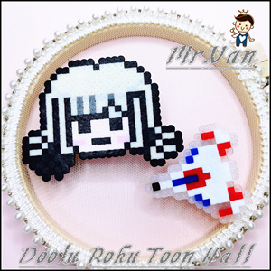 动漫周边趣味弹丸论破2七海千秋马赛克像素拼豆发夹发卡头饰精品