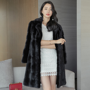 2017秋冬新款貂皮大衣女整貂中长款水貂毛裘皮水貂皮草外套女冬