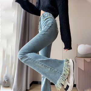 紧身牛仔裤流苏