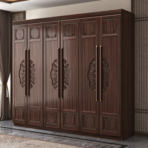 新中式紫金檀实木衣柜家用卧室实木衣柜小户型带抽大容量原木衣橱