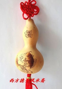 天然烫画鱼年年有余干葫芦挂件卧室客厅阳台窗户挂饰