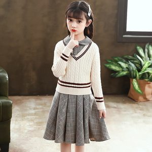 女童秋装连衣裙2021秋季新款洋气秋款儿童装女学院风长袖公主裙子