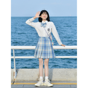春季冰淇淋jk制服裙正版套装全套原创百褶裙学院风中牌格子短裙女