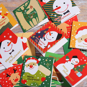 圣诞节礼物折叠贺卡圣诞老人麋鹿雪人卡片卡通人物姜人小饼节日派对