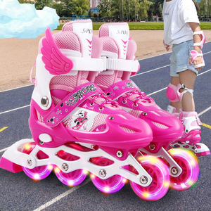 溜冰鞋女童滑冰儿童旱冰男女初学者闪光直排轮滑小孩宝宝全套可