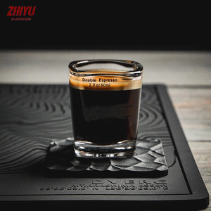 BCnmviku加厚玻璃咖啡杯单品意式浓缩杯盎司杯刻度量杯60ml耐热杯