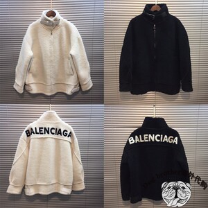 balenciaga巴黎世家机车羊羔毛外套字母logo毛绒夹克大衣情侣同款