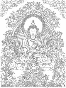 本命佛 虚空藏菩萨唐卡 属虎 唐卡手绘diy消磨时间 减压手工修行