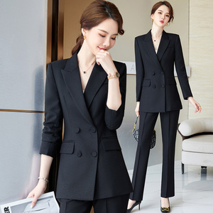 黑色职业装西装套装女春秋2024新款高级感显瘦西服外套工作服冬季