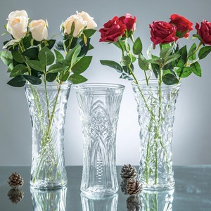 简约现代台面 插水培富贵竹百合花瓶玻璃透明大号码花器桌面摆件