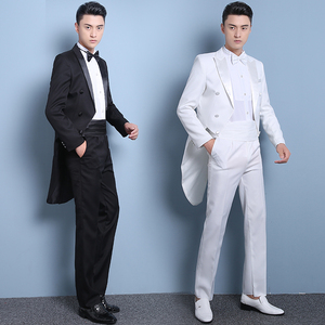 西服套装男士燕尾服舞台表演主持人修身西装结婚礼服男歌手演出服