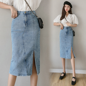 韩序京东官网魔美名作依芭璐女装2022新款春装高腰通勤牛仔半身裙