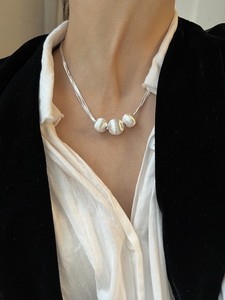925纯银拉丝珠珠多层蛇骨链小众设计时尚简约转运珠项链毛衣链女