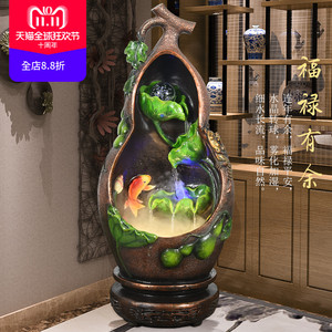 喷泉流水摆件室内客厅加湿器会所前台风水轮招财景观庭院鱼缸装饰