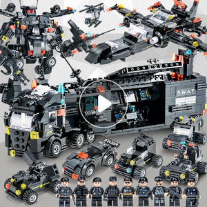 乐高积木城市警察系列军事特警汽车小颗粒6儿童益智拼装玩具7男孩