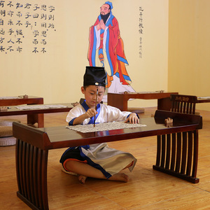 仿古幼儿园国学桌椅实木儿童中式书法桌子绘画写字培训班马鞍课桌