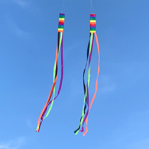 奥月新款流苏风筝尾巴4米20米长彩虹转筒飘带有助风筝平衡稳定性