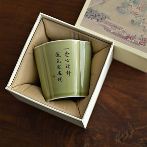 景德镇传统色高温颜色釉柳色大号云朵杯陶瓷茶杯拉花咖啡杯可定制