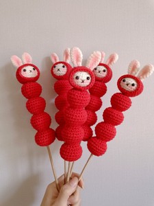 五月柳手作兔子糖葫芦钩针糖葫芦过年礼物手工编织兔子糖葫芦成品