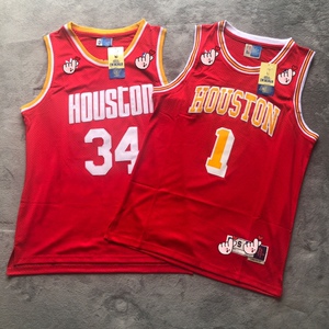 火箭队麦迪1号番茄炒蛋复古女球衣奥拉朱旺34号运动篮球服男刺绣