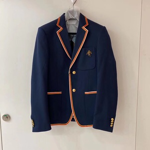 代购gucci 2021春夏男士小蜜蜂双粒单排扣英伦风 西服外套