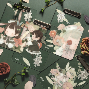 三年二班麻球双生透明亚克力板夹a4垫板写字儿童小学生文件夹板