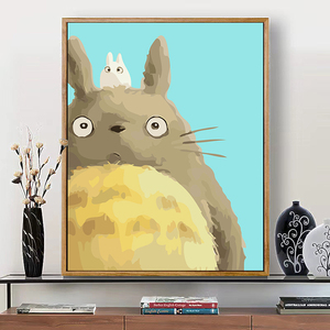 龙猫 diy数字油画宫崎骏动漫卡通手工填色油彩画儿童学生自愈涂色