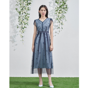 000人付款淘宝司歌刺绣复古修身显瘦中长连衣裙a821269