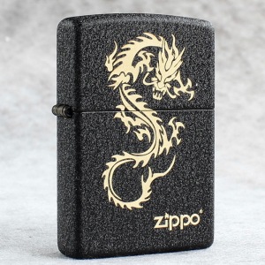 美国原装进口正品zippo防风打火机236黑裂漆刻花龙在飞天带防伪