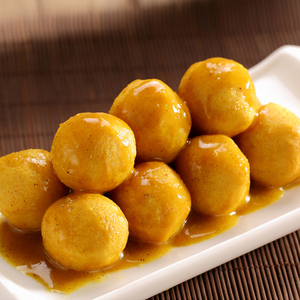 火锅黄金鱼蛋 250g 7仔香港咖喱鱼蛋鱼丸 家庭烧烤串烧丸子约20颗