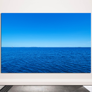 大海蓝天白云海报画招财海水图湖泊湖水财源滚滚风水画客厅装饰画