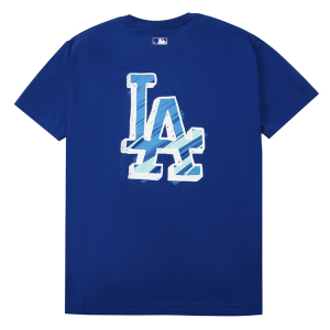 mlb官方 男女短袖蓝色la大logo印花潮流上衣夏季透气时尚运动t恤