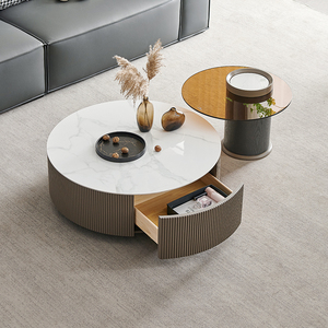 大小圆茶几现代简约岩板圆形茶桌组合设计师风格轻奢极简客厅茶台