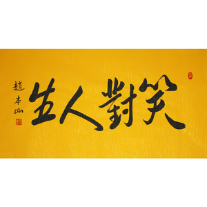 笑对人生手绘作品三尺横幅宣纸手写毛笔字赵本山书法客厅书房字画