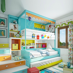 儿童房组合家具定制 实木上下双层床 高低床多功能男孩女孩床