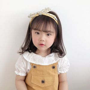 韩版儿童发箍女宝宝压发防滑头箍复古碎花发卡拼色布艺兔耳朵头窟