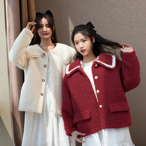 小棉袄女短款中长款mlb羊羔绒外套闺蜜装2人姐妹装女士妮子时尚潮