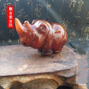 文玩天然牦牛角小犀牛吊坠辟邪保平安 手把件茶宠 古玩收藏送礼佳