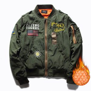 跑男刺绣夹克美国飞虎队棒球服飞行员夹克男女同款秋冬厚款潮外套