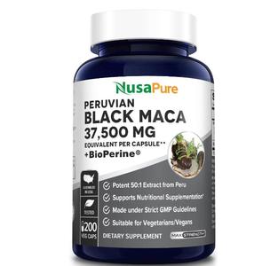 美国NusaPure Black Maca Root 成人玛咖根高含量吸收黑胡椒200粒