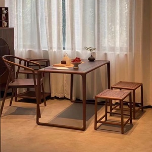 新中式阳台茶桌椅组合禅意茶台套装实木小型家用喝茶泡茶桌老榆木