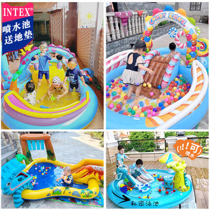 INTEX婴儿童游泳池大号充气戏水池家用室内户外海洋球宝宝喷水池