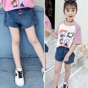 小女孩全纯棉短裤女童牛仔新款夏装小童中大童棉外穿时尚热裤半裤