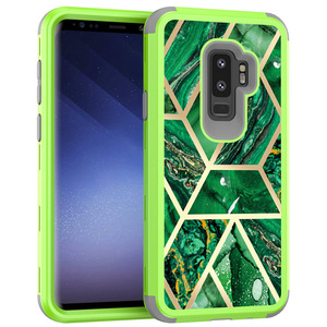 跨境适用三星s9手机壳菱格大理石烫金软壳简约防刮防摔防滑保护套