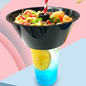 网红火锅杯杯子创意水果冒烟摆摊杯一个人大号塑料沙拉冷饮单人pp