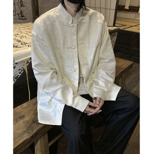 唐装中国风长袖衬衫男冷淡系外套高级感穿搭中式盘扣立领衬衣男款