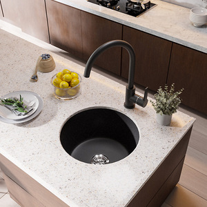 德国迈锐博石英石水槽圆形单槽厨房迷你吧台岛台西厨小水池盆182