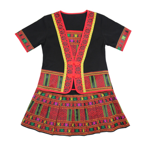 2022春秋季海南黎族服装新款百褶裙黎族男女童装黎锦服饰少数民族