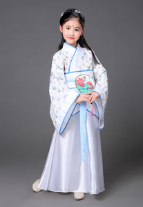 新款女童古装汉服中国风舞蹈服仙女服摄影国学中小学幼儿园表演服