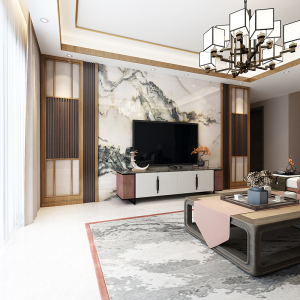 中式电视背景墙木格栅